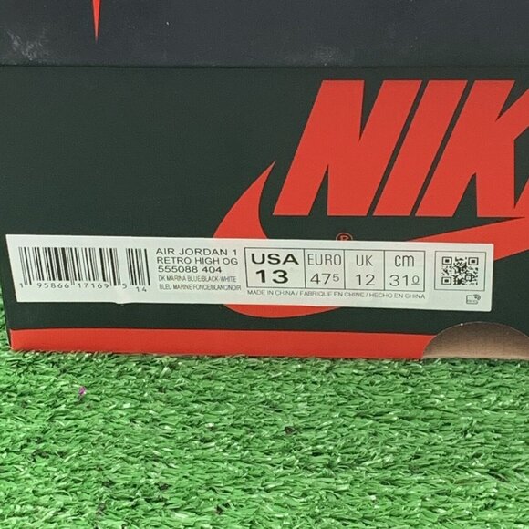 Nike Air Jordan 1 Retro OG High Dark Marina Blue Men's Size 13 OG Box 555088-404 - Picture 9 of 9